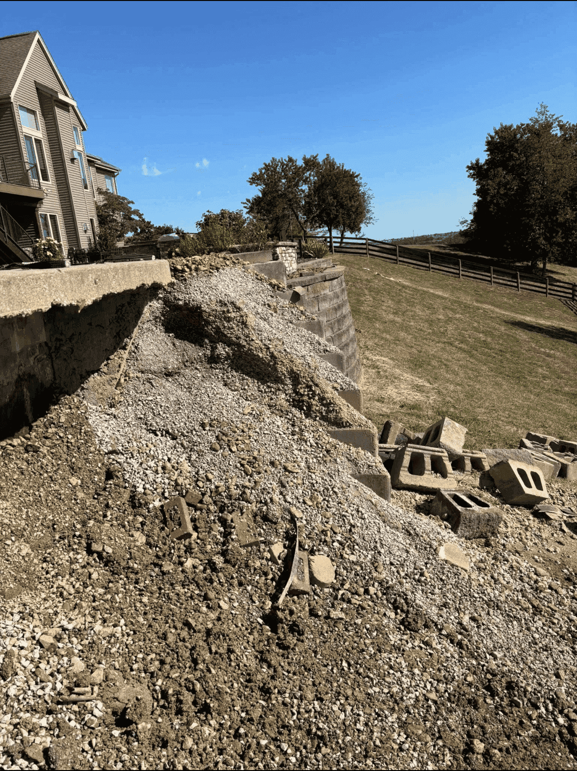 Structural Retaining Wall Rebuild - before work began